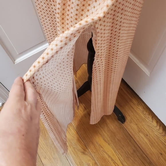 VINCE Coral Mix Printed Georgette Maxi Dress Size XS, Silk, Button/Tie Front - Picture 5 of 12